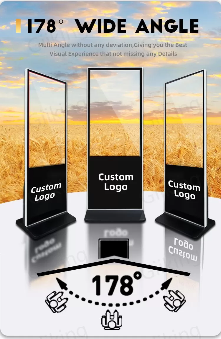 Digital signage kiosk-floor standing digital signage-kiosk digital signage supplier-178° veiwing angle