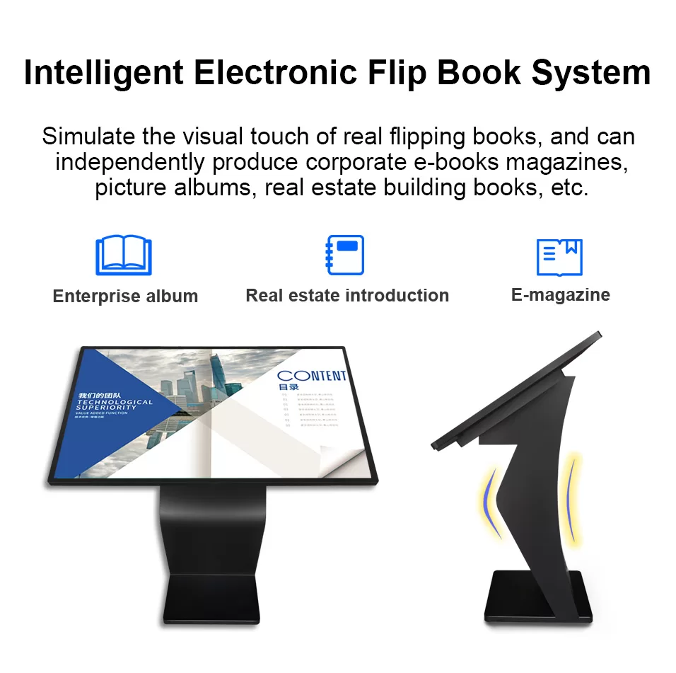 Information kiosk-interactive kiosks-touch screen kiosk-digital wayfinding signage-flip book system