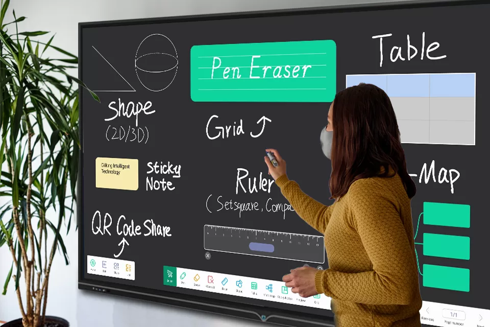 Unleash Classroom Creativity with the 0D18 Interactive Whiteboard: Innovative Smart Functions including Pen, Eraser, Shape Tools, Mind Mapping, and More!