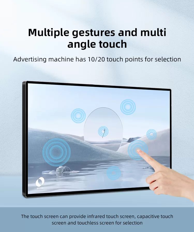 Wall mounted digital display screen- digital display screen advertising-digital signage solution providers-Multiple Touching