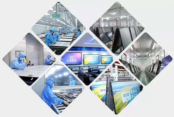 Giiking Factory strength shown. including strict production of interactive smart board, Quality Control process and show room in factory